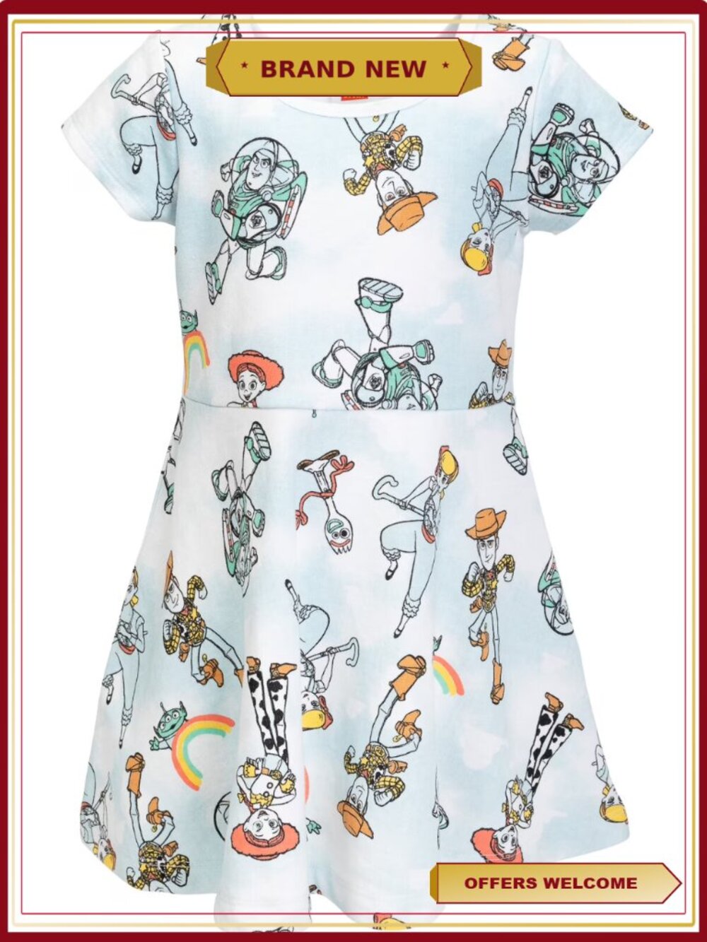 Girls Skater Dress Cotton Blend French Terry Fit and Flare Short Sleeve
